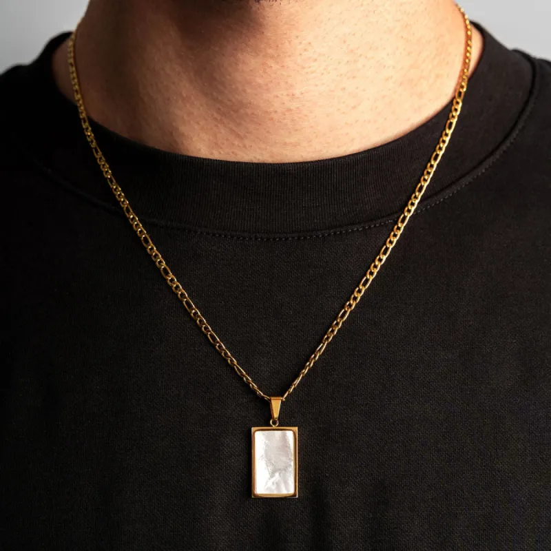 Rectangle Pendant (24kt Gold & Pearl) sold by Rose Gold & Black