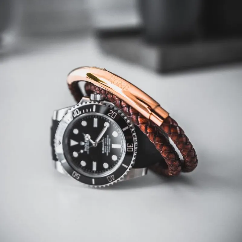 Woven Adjustable Double - RoseGold & Tan sold by Rose Gold & Black