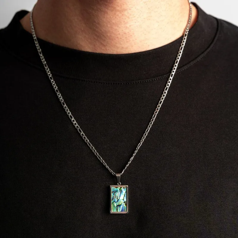 Rectangle Pendant - Silver & Opal sold by Rose Gold & Black