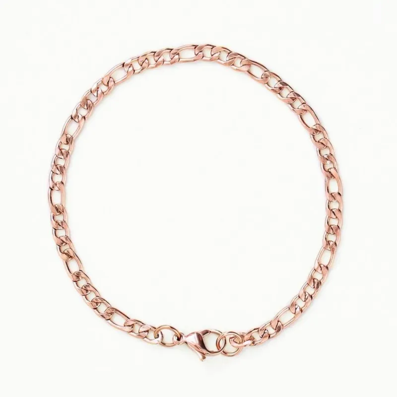 Figaro Chain Bracelet - Rose Gold sold by Rose Gold & Black