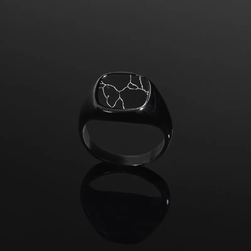 Minimal Signet Ring in Black sold by Rose Gold & Black