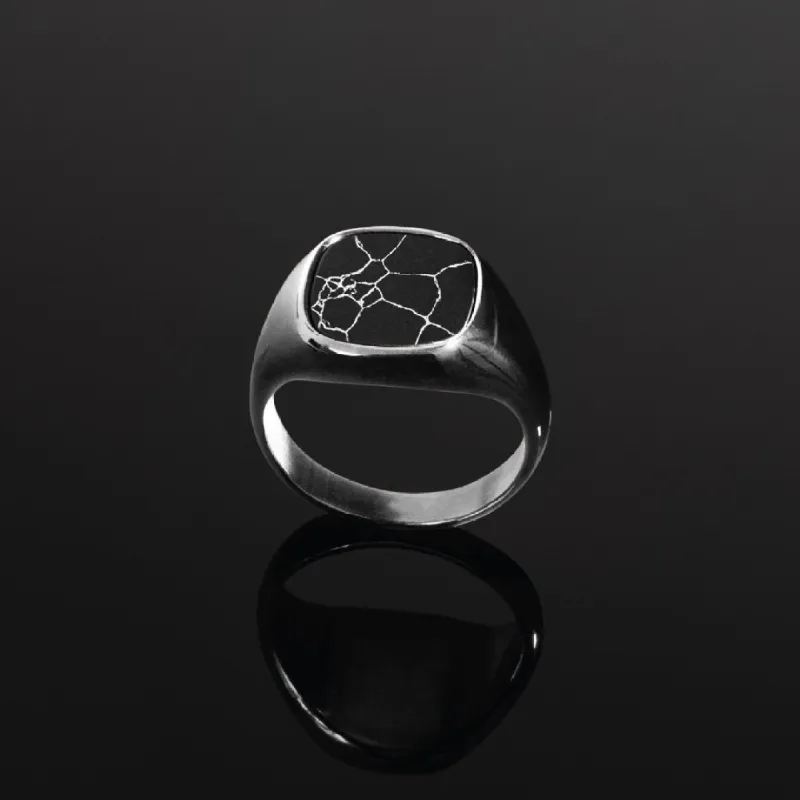 Minimal Signet Ring - Silver & Black sold by Rose Gold & Black