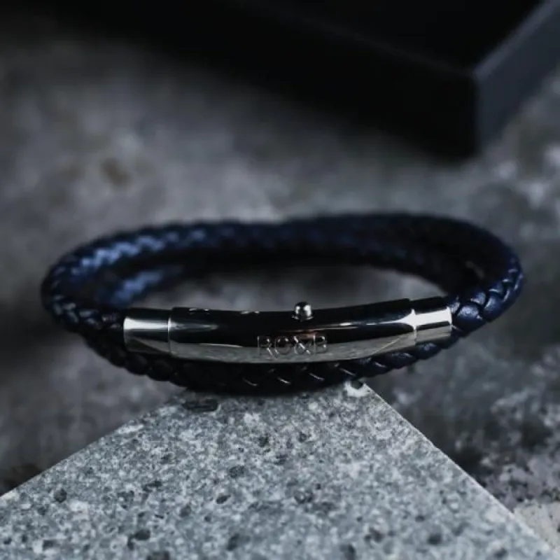 Woven Adjustable Double - Silver & Navy sold by Rose Gold & Black