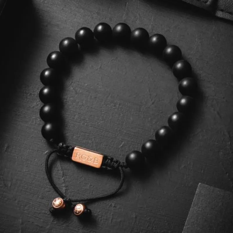 Matte Agate Bead Bracelet - Rose Gold sold by Rose Gold & Black