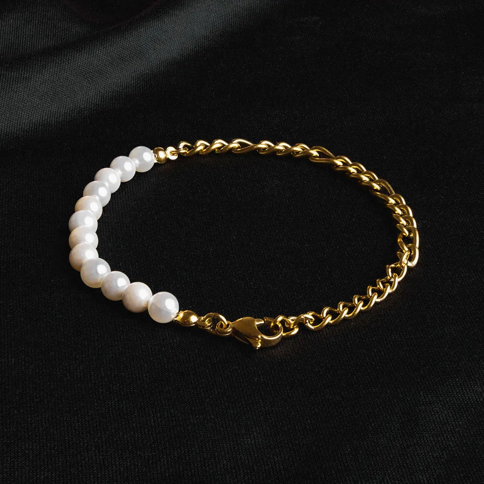 Pearl & Figaro Chain Bracelet (24kt Gold) sold by Rose Gold & Black product image thumbnail 2