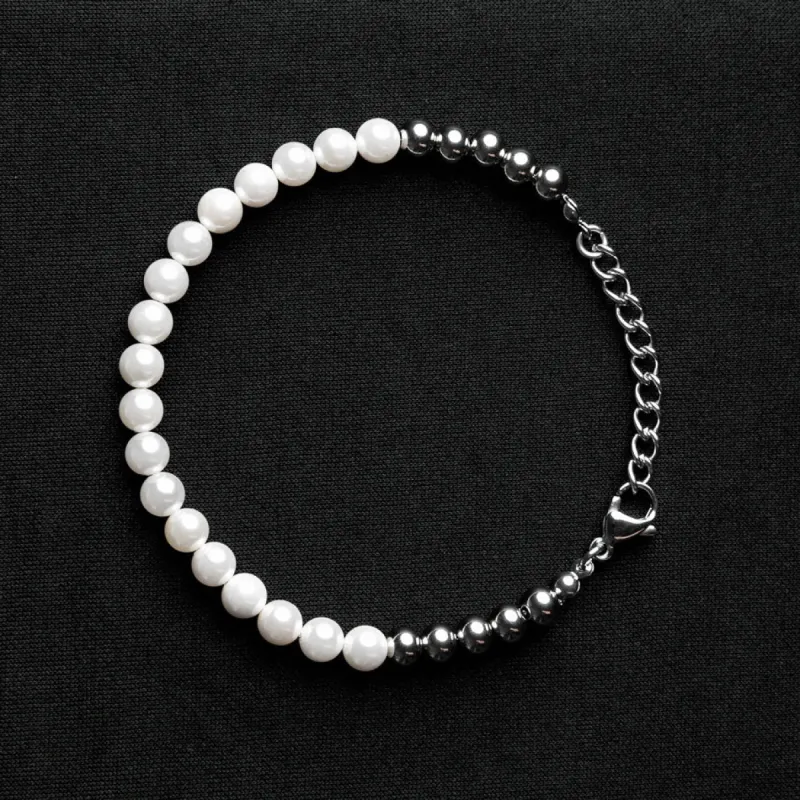 Pearl & Silver Bead Bracelet sold by Rose Gold & Black