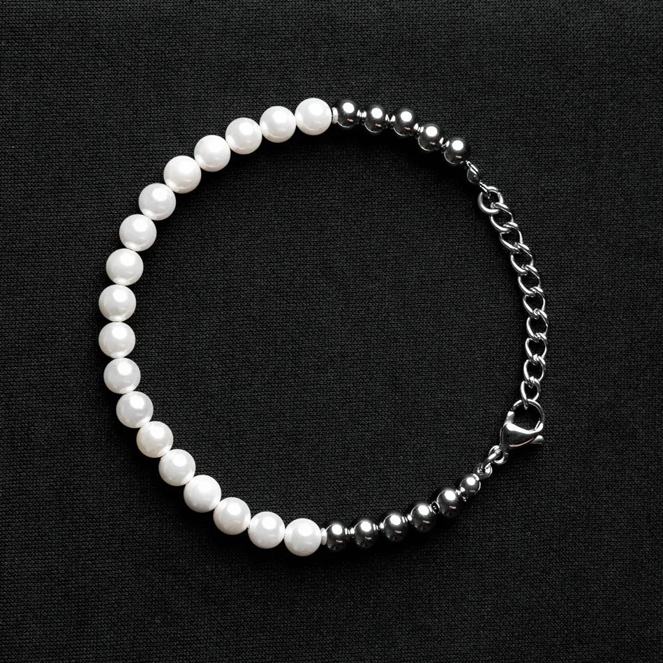 Pearl & Silver Bead Bracelet sold by Rose Gold & Black