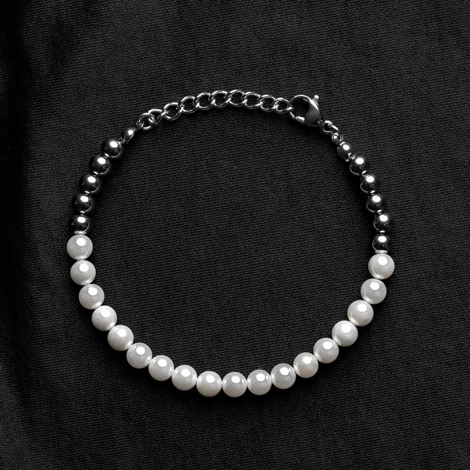 Pearl & Silver Bead Bracelet sold by Rose Gold & Black product image thumbnail 2