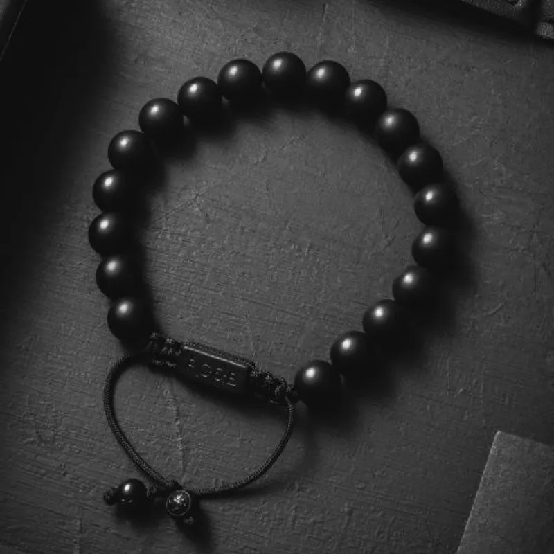 Matte Agate Bead Bracelet sold by Rose Gold & Black