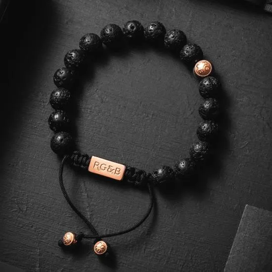 Lava Stone Bead Bracelet - Premium sold by Rose Gold & Black