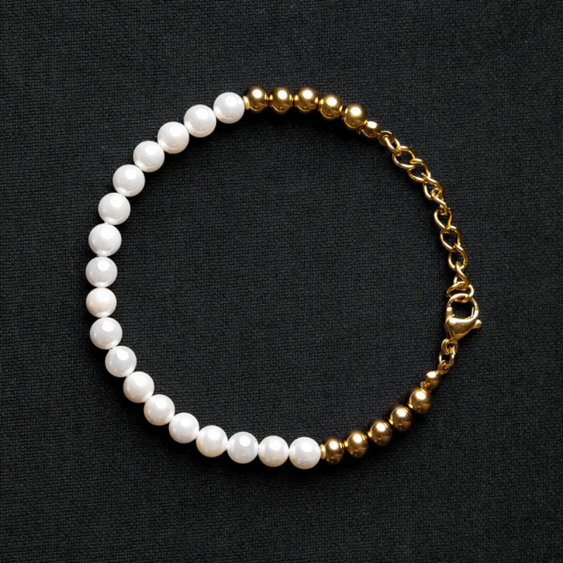 Pearl & Bead Bracelet (24kt Gold) sold by Rose Gold & Black