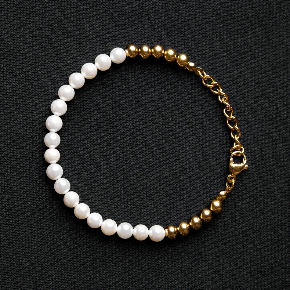 Pearl & Bead Bracelet (24kt Gold) sold by Rose Gold & Black