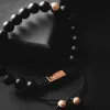 Matte Agate Bead Bracelet - Premium sold by Rose Gold & Black