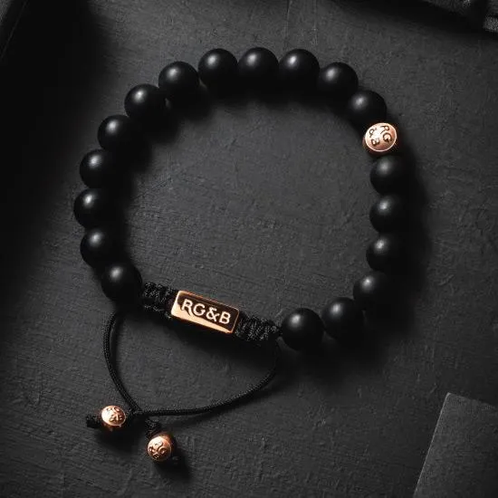 Matte Agate Bead Bracelet - Premium sold by Rose Gold & Black