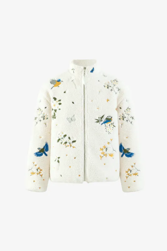 Botanical Embroidery Sherpa Fleece made by Yitai