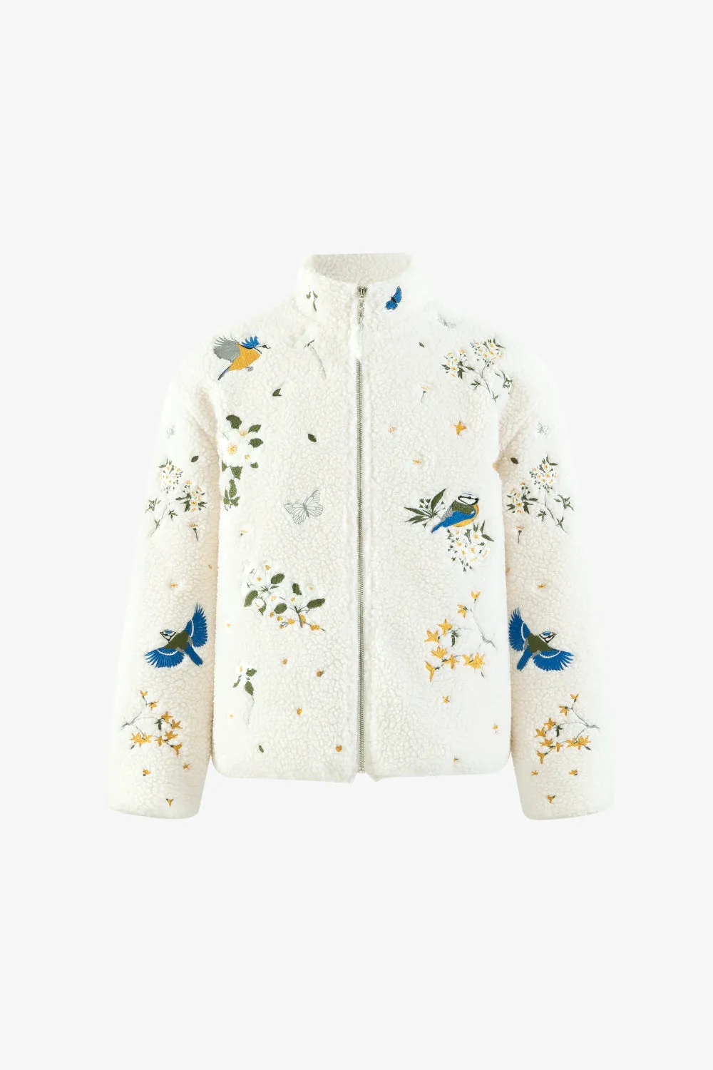 Botanical Embroidery Sherpa Fleece sold by Yitai