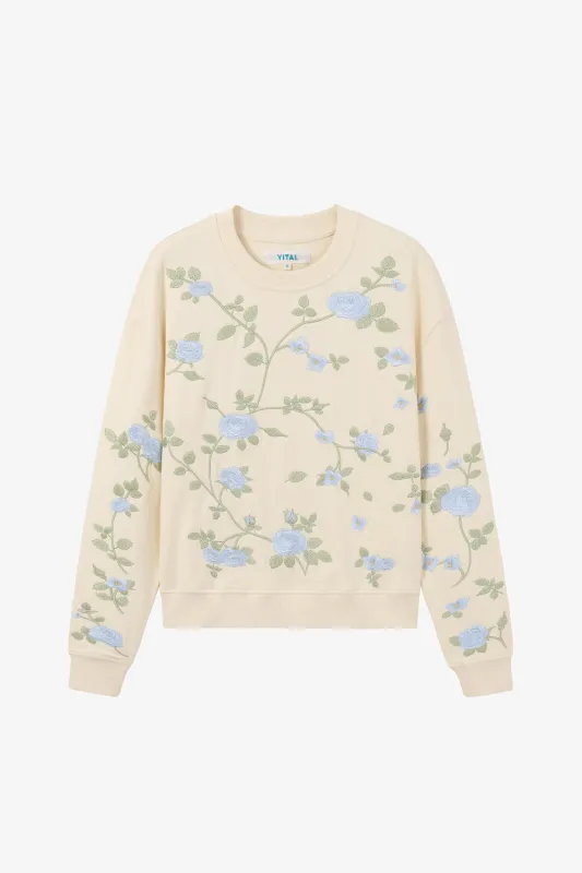 Blue Rose Vine Crewneck made by Yitai