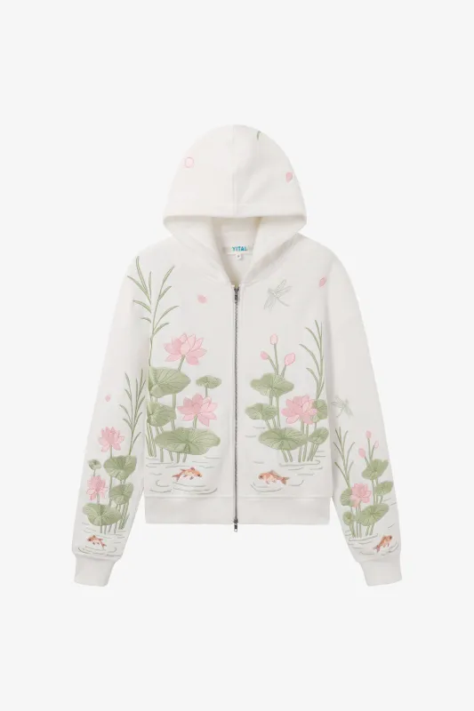 Lotus Garden Embroidery Hoodie made by Yitai