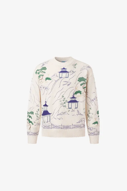 Porcelain Garden Embroidery Sweater made by Yitai