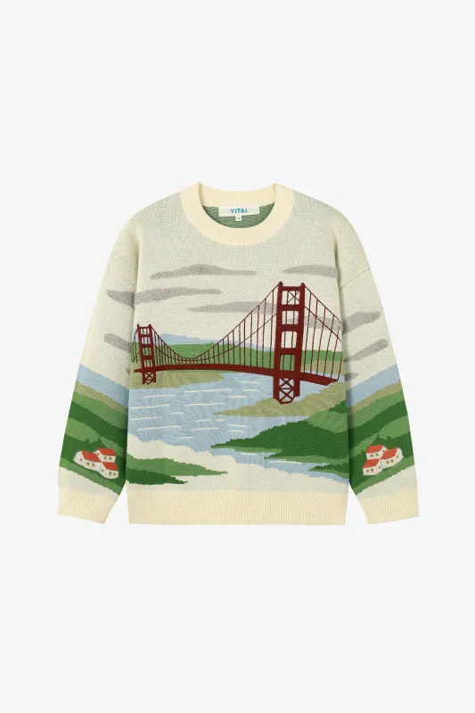 Golden Gate Embroidery Sweater made by Yitai