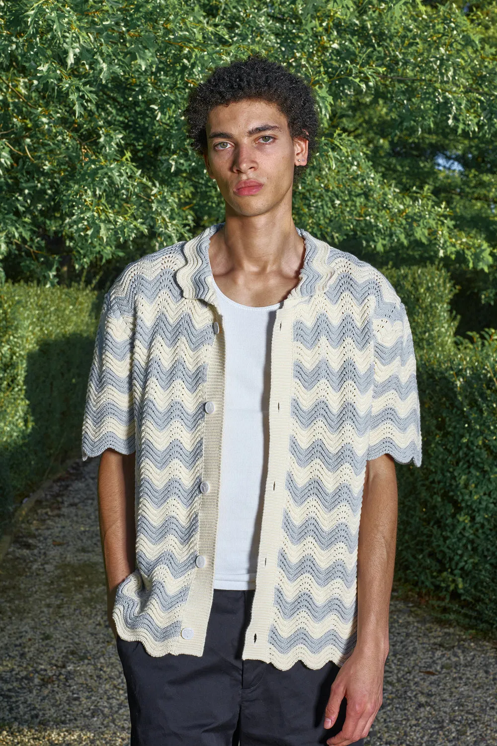 Grey shale stitch Button-Up sold by Yitai product image thumbnail 2