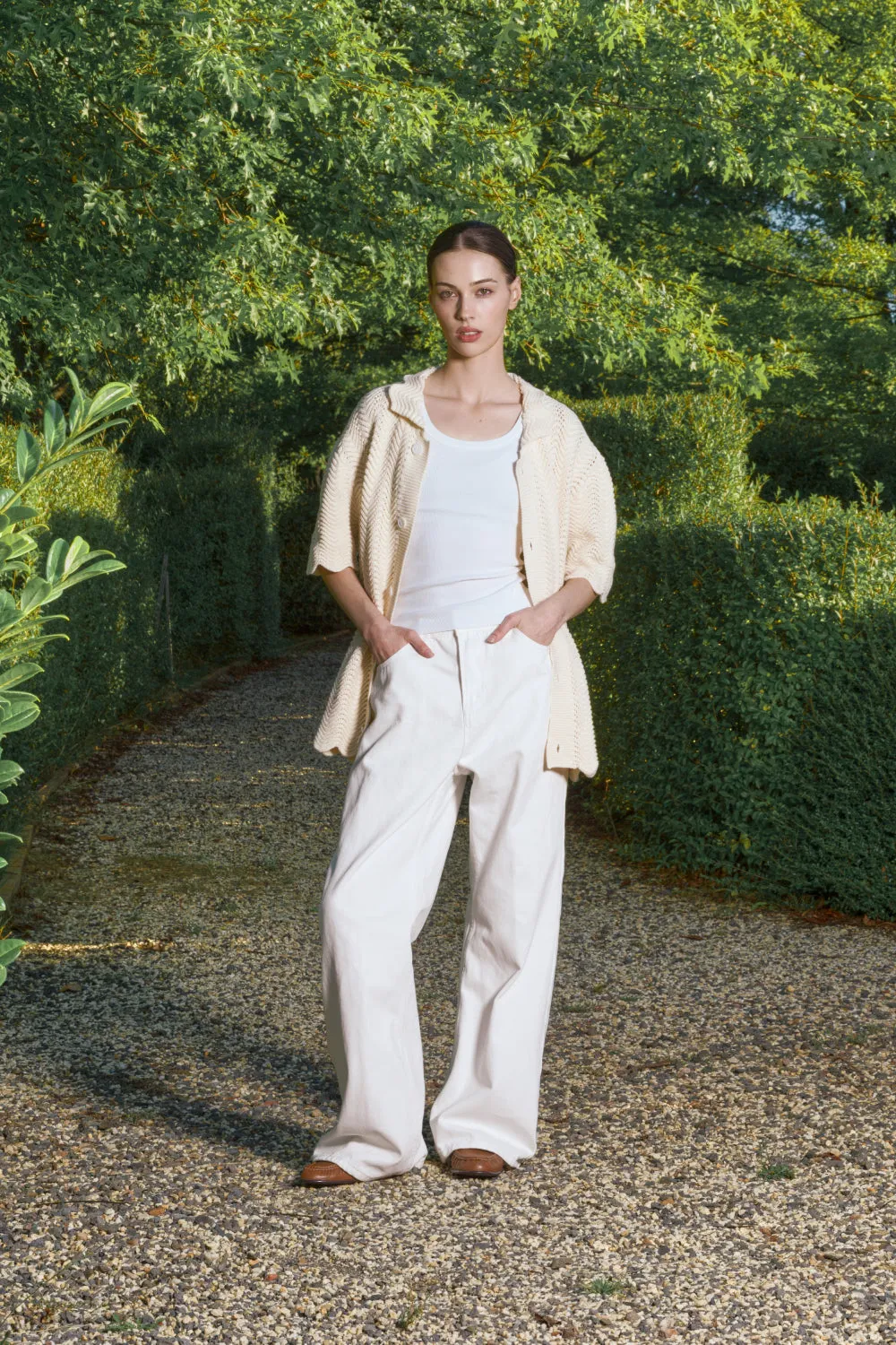 Ecru shale stitch Button-Up sold by Yitai product image thumbnail 4