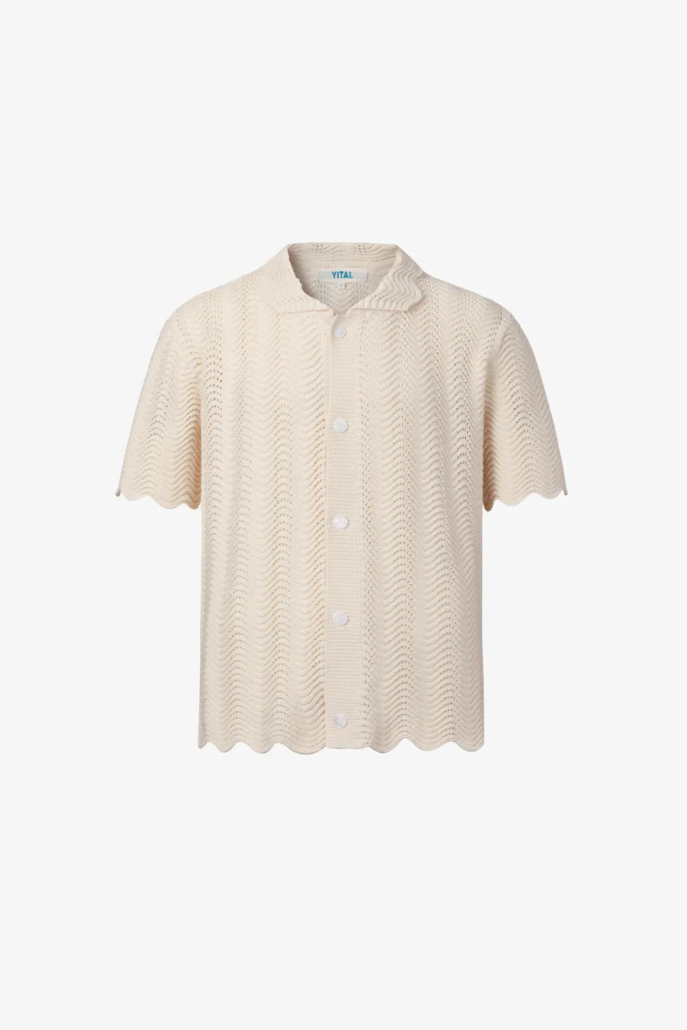 Ecru shale stitch Button-Up sold by Yitai