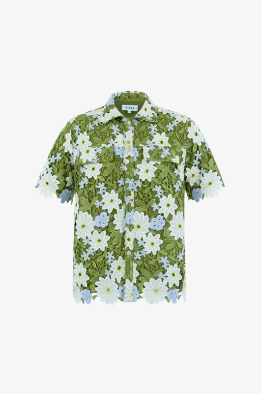 Guipure Embroidery Button-Up made by Yitai
