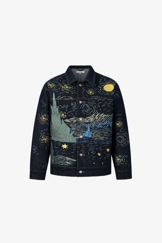 Starry Night Denim Jacket made by Yitai