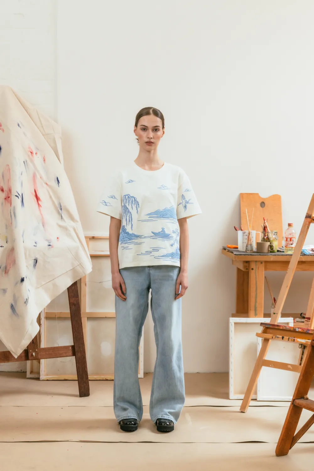 Landscape Embroidery Tee sold by Yitai product image thumbnail 3