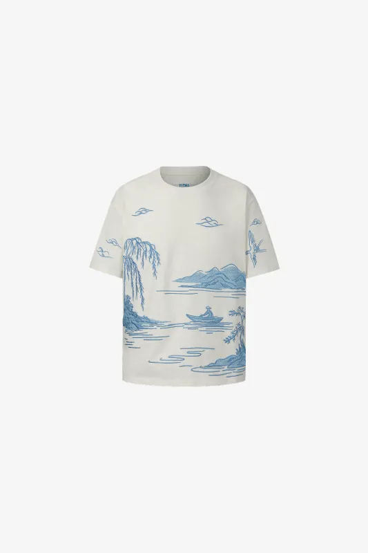 Landscape Embroidery Tee made by Yitai