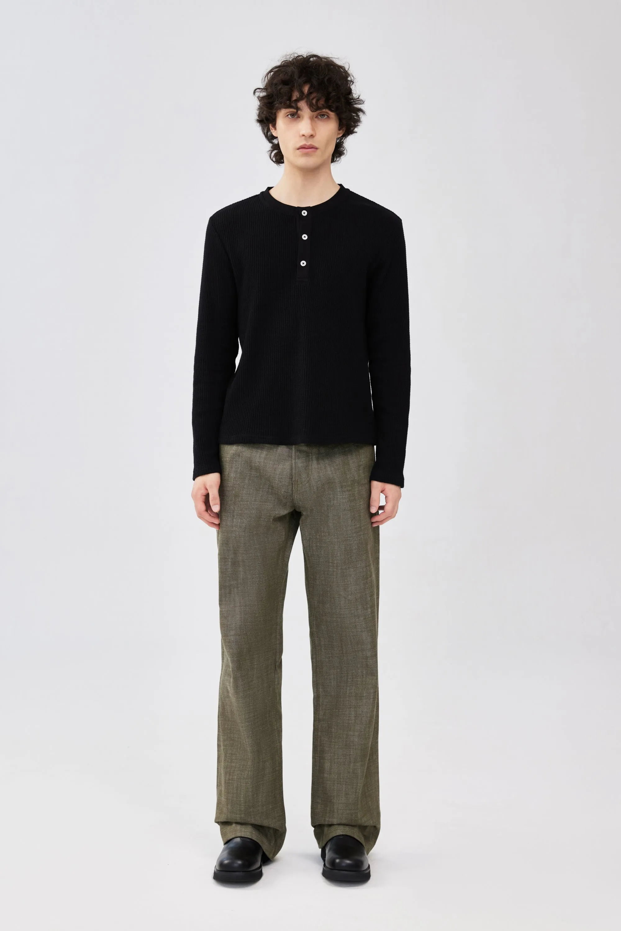Waffle Henley - Black sold by Yitai product image thumbnail 2