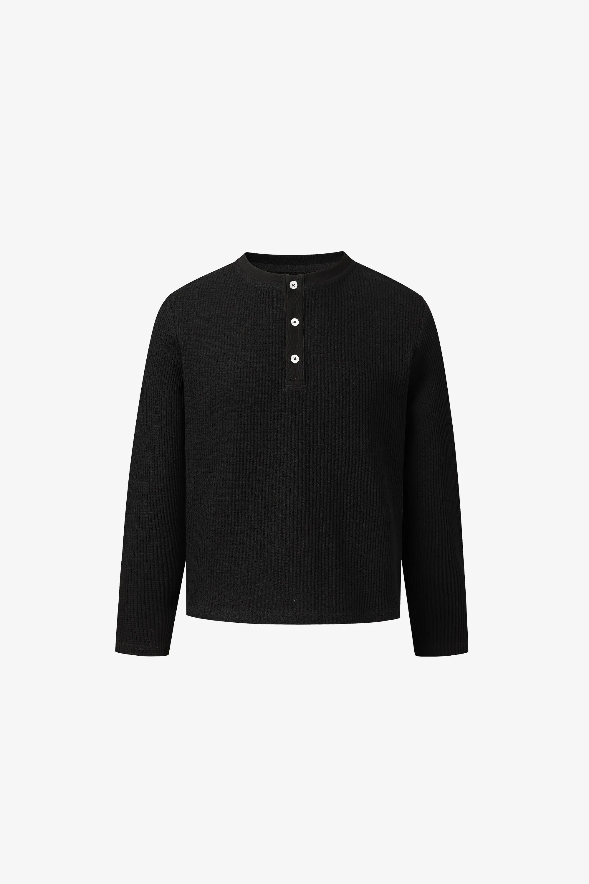 Waffle Henley - Black sold by Yitai product image thumbnail 5