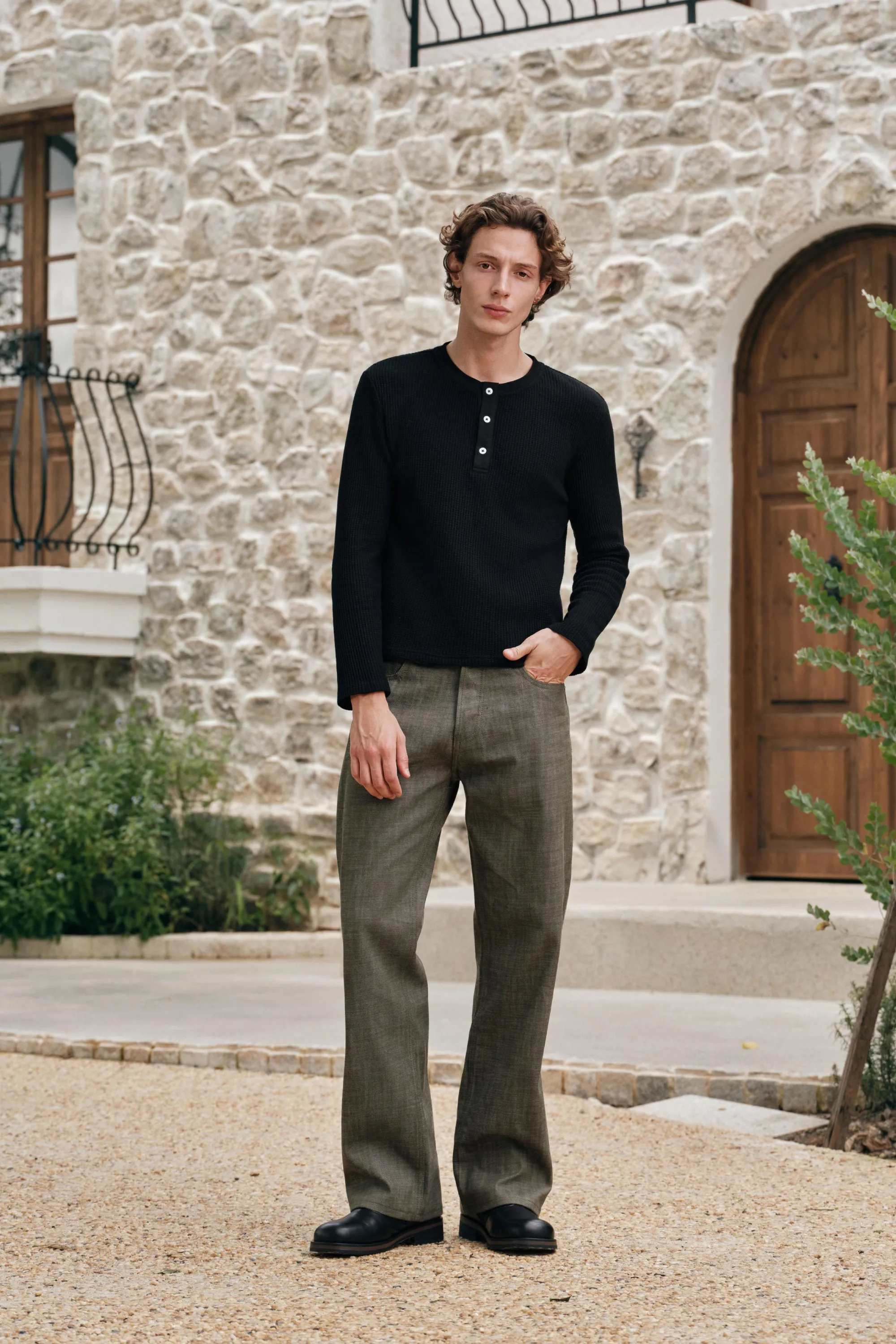 Waffle Henley - Black sold by Yitai product image thumbnail 4