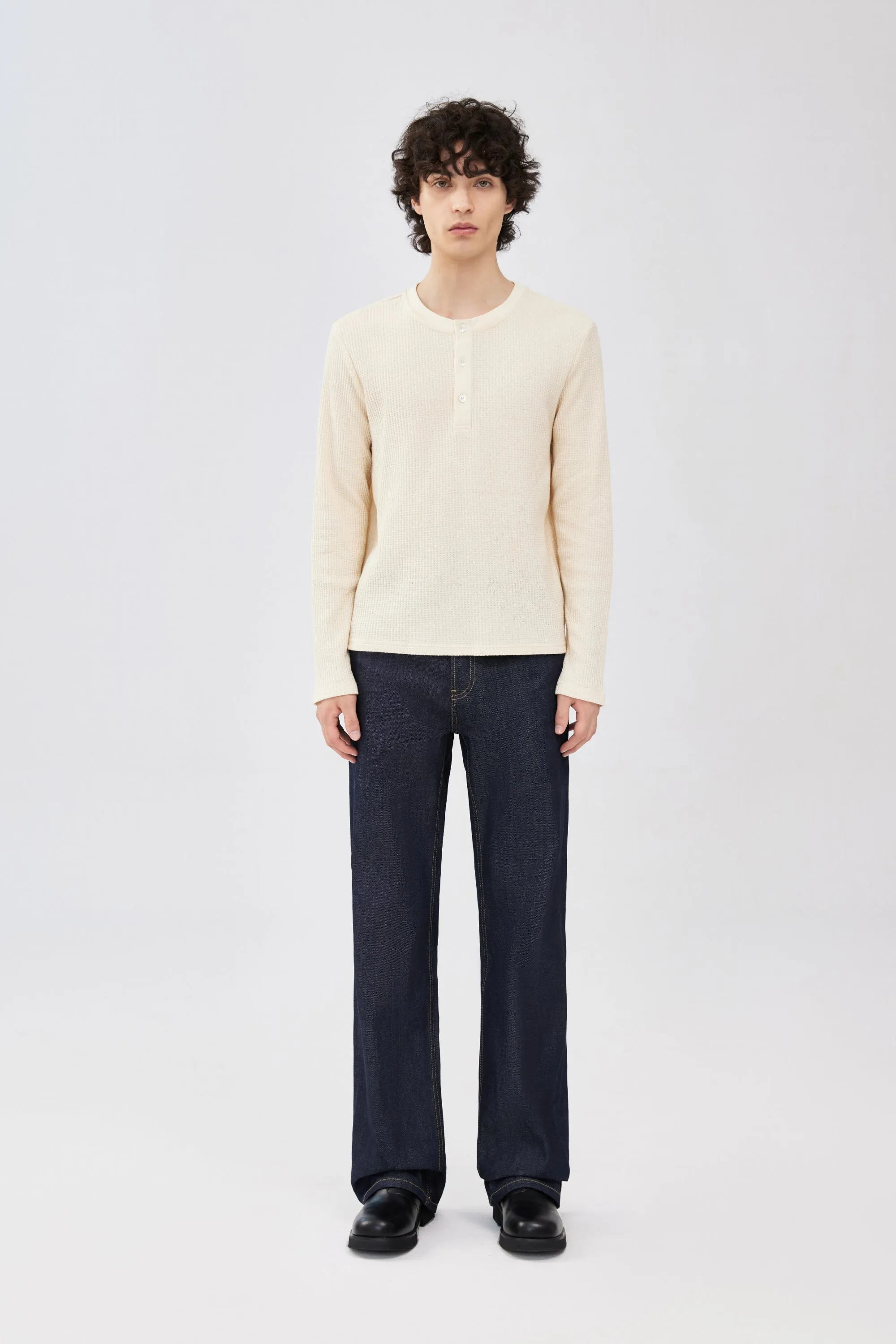 Waffle Henley - Ecru sold by Yitai product image thumbnail 2