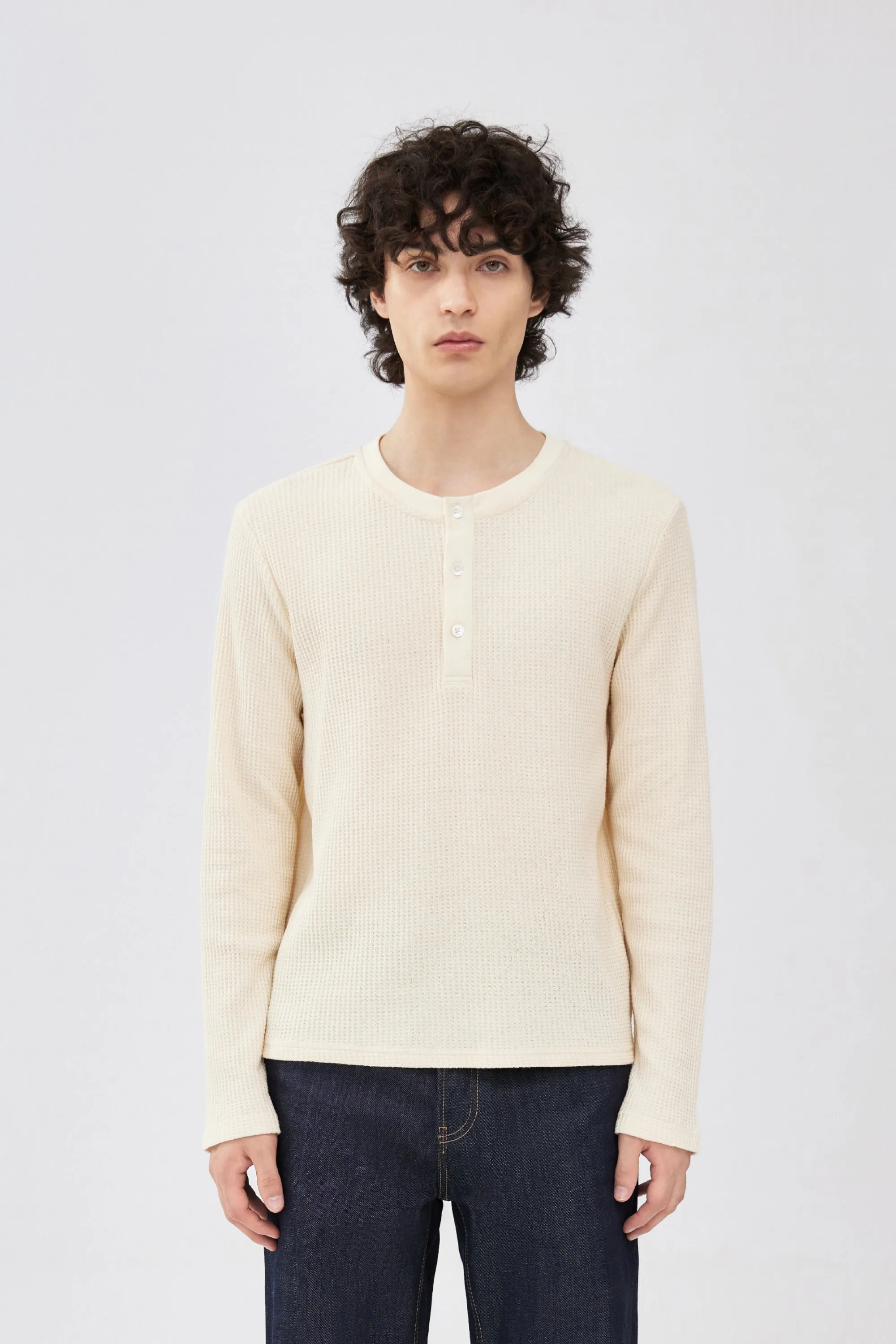 Waffle Henley - Ecru sold by Yitai