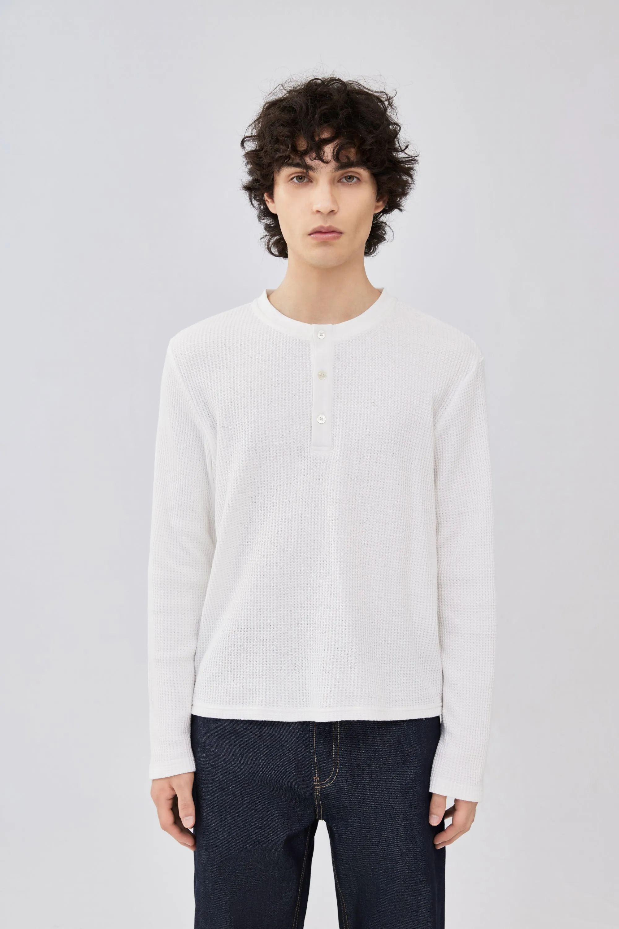 Waffle Henley - White sold by Yitai