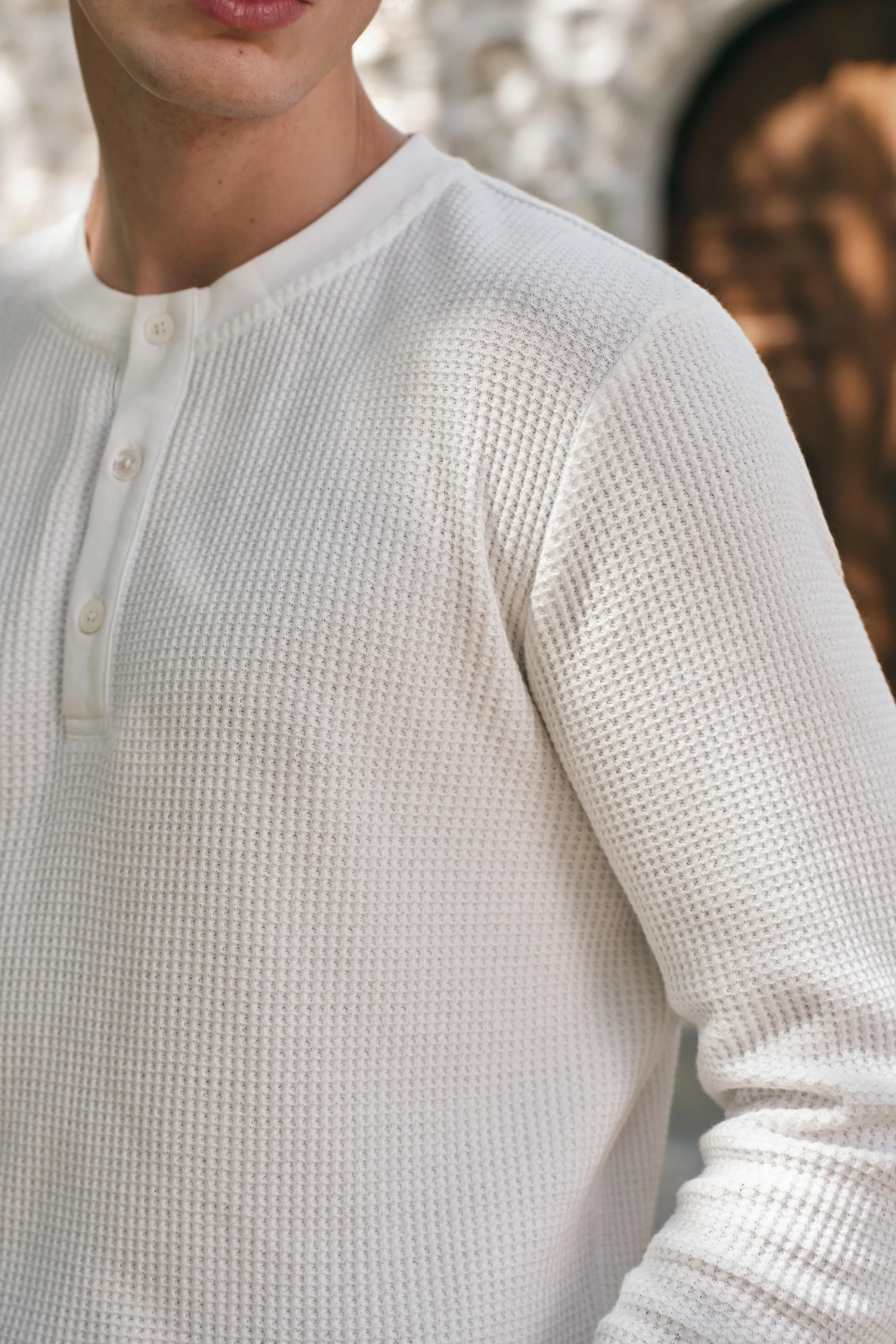 Waffle Henley - White sold by Yitai product image thumbnail 3