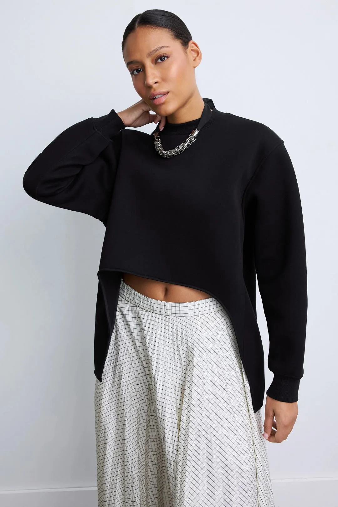 Cropped Asymmetric Hem Sweatshirt sold by Rent the Runway