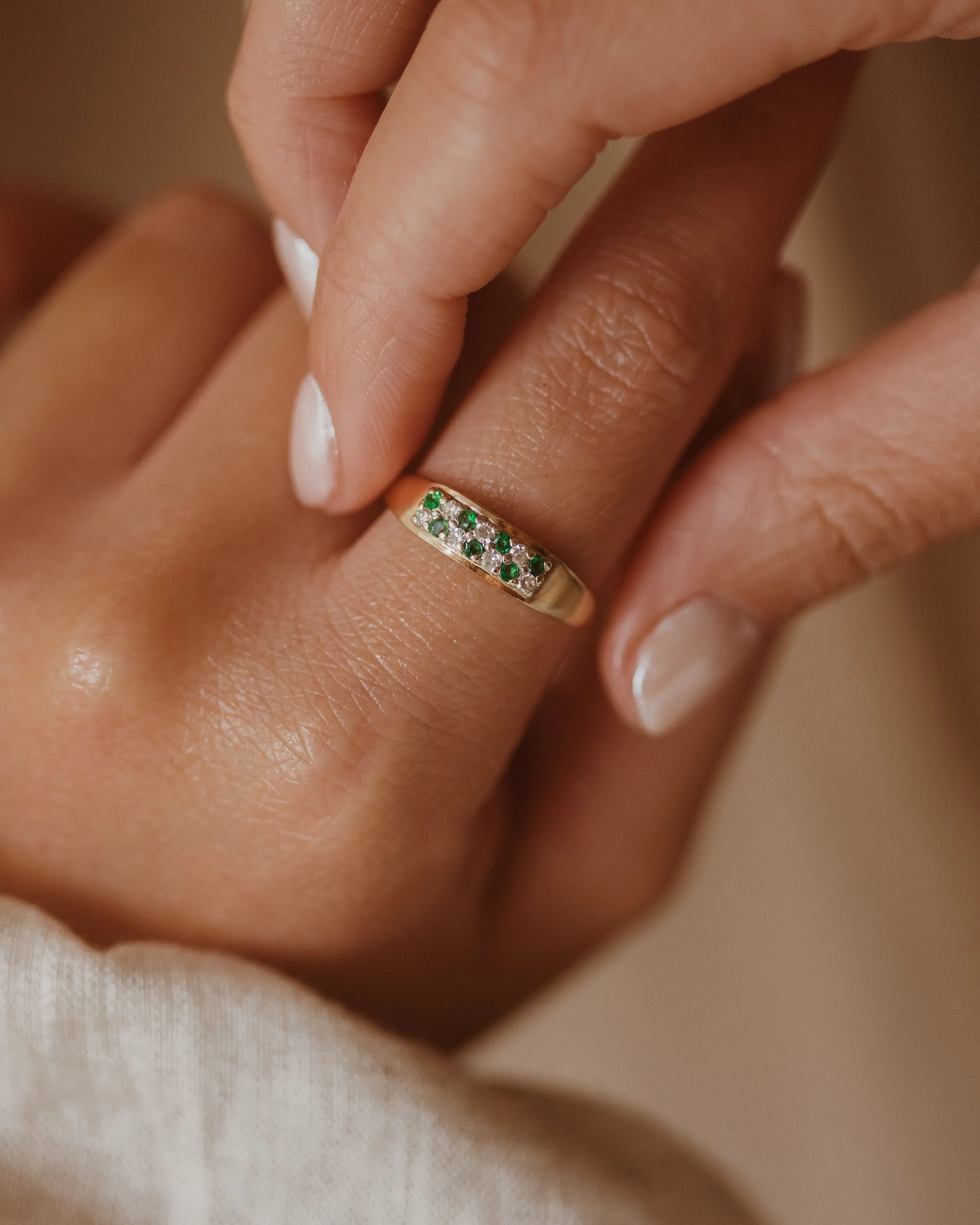 Roberta Vintage 9ct Gold Emerald & Diamond Ring sold by Rock n Rose product image thumbnail 2