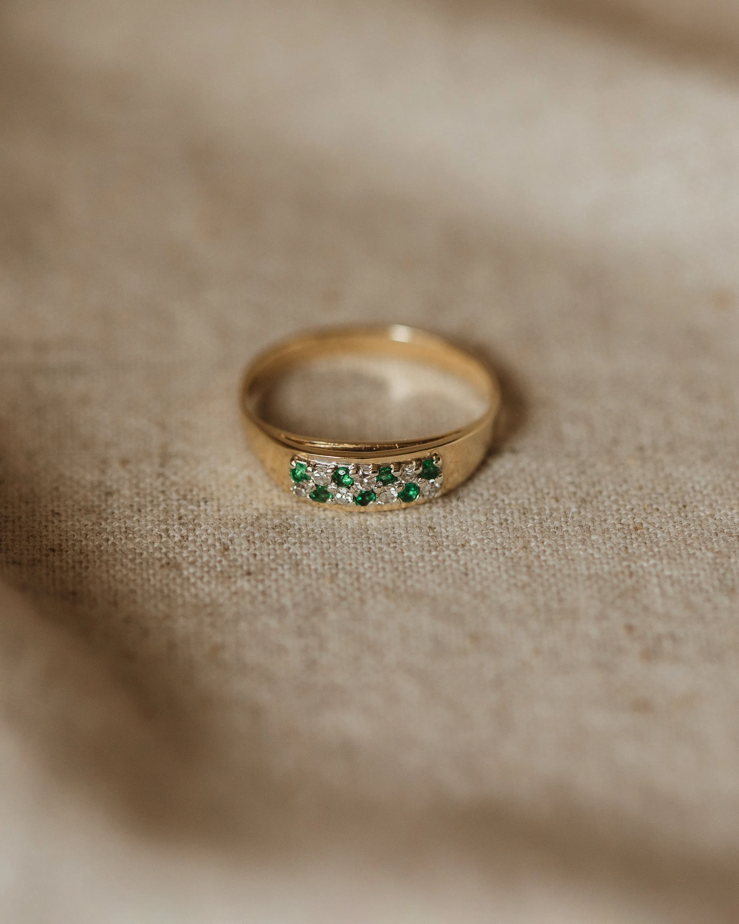 Roberta Vintage 9ct Gold Emerald & Diamond Ring sold by Rock n Rose