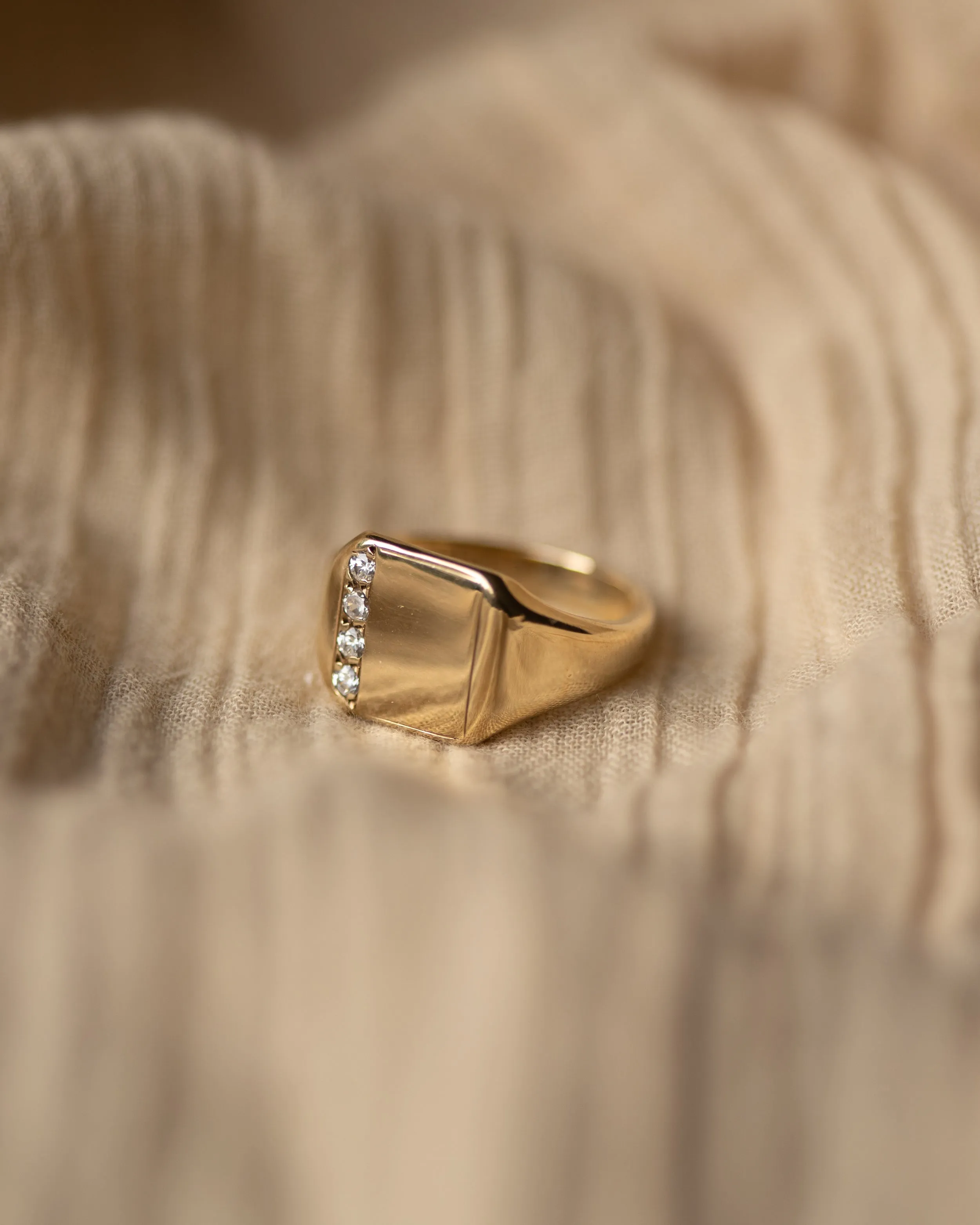 Agnes 1960 Vintage 9ct Gold Diamond Signet Ring sold by Rock n Rose product image thumbnail 4