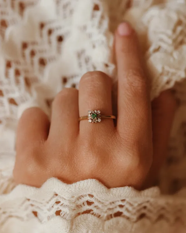 Iris 9ct Gold Emerald & Diamond Ring sold by Rock n Rose