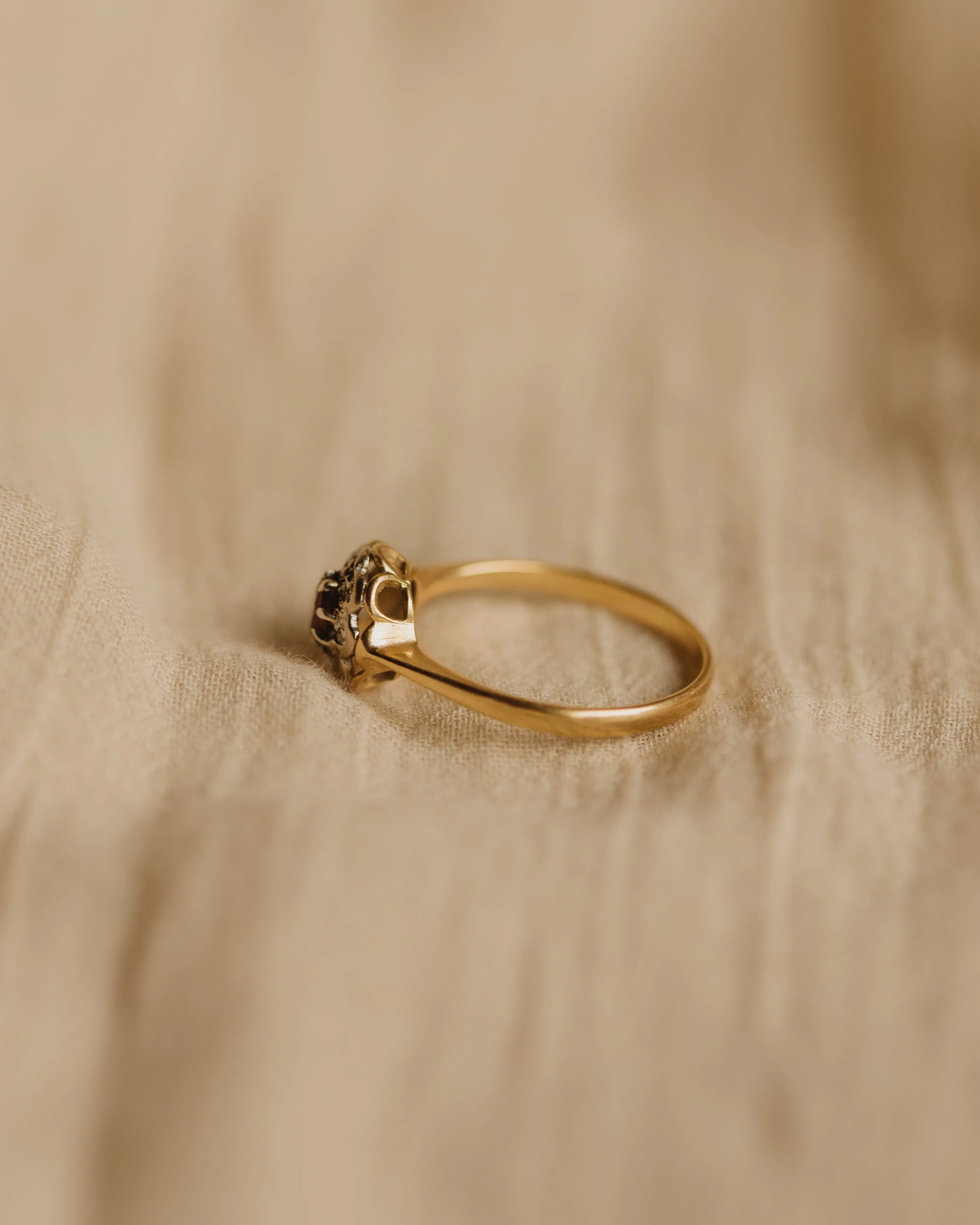 Nancy Vintage 18ct Gold Garnet & Diamond Ring sold by Rock n Rose product image thumbnail 5