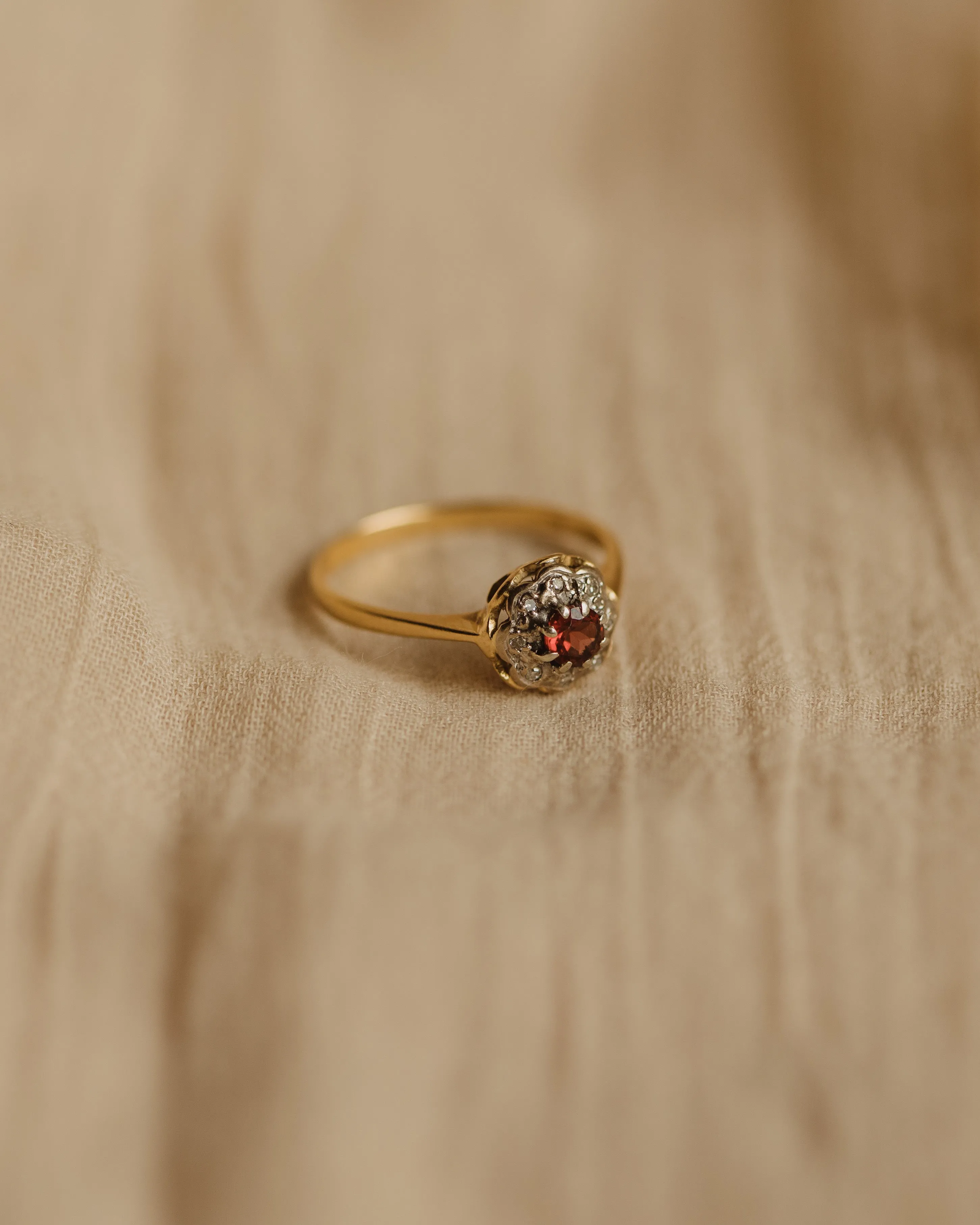 Nancy Vintage 18ct Gold Garnet & Diamond Ring sold by Rock n Rose product image thumbnail 3