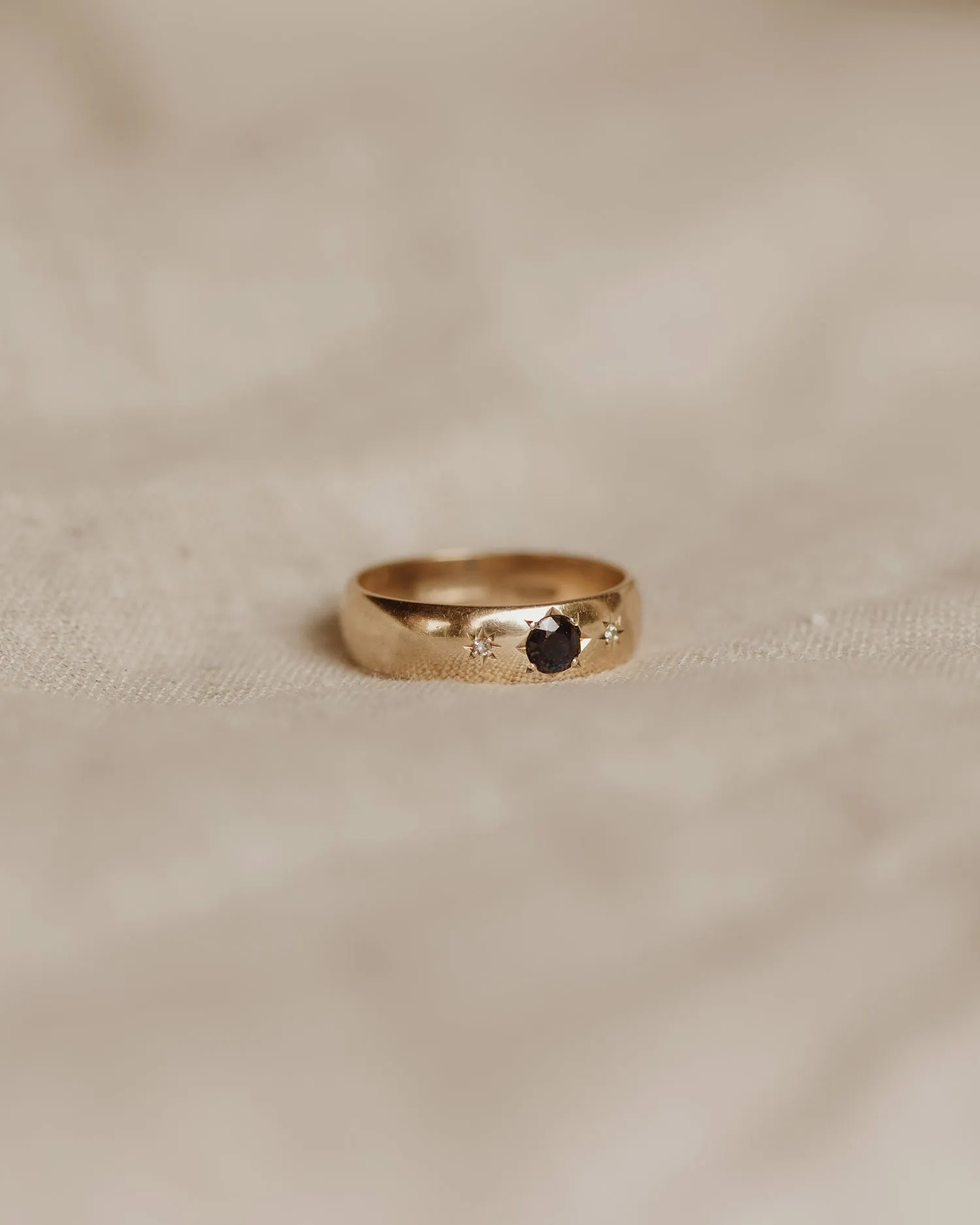 Clementine 9ct Gold Sapphire & Diamond Gypsy Ring sold by Rock n Rose product image thumbnail 2