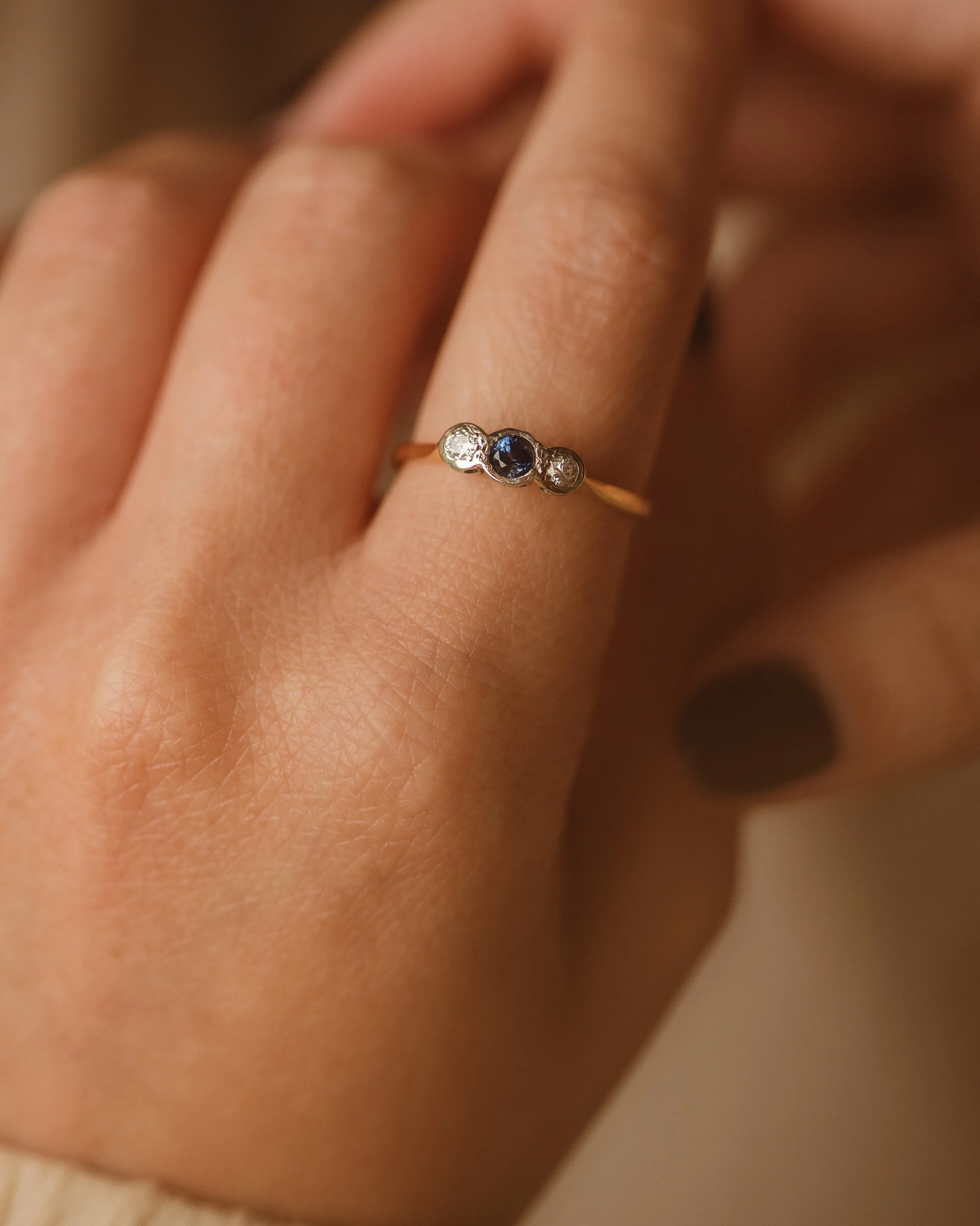 Josephine 1940 18ct Gold Sapphire & Diamond Ring sold by Rock n Rose product image thumbnail 5