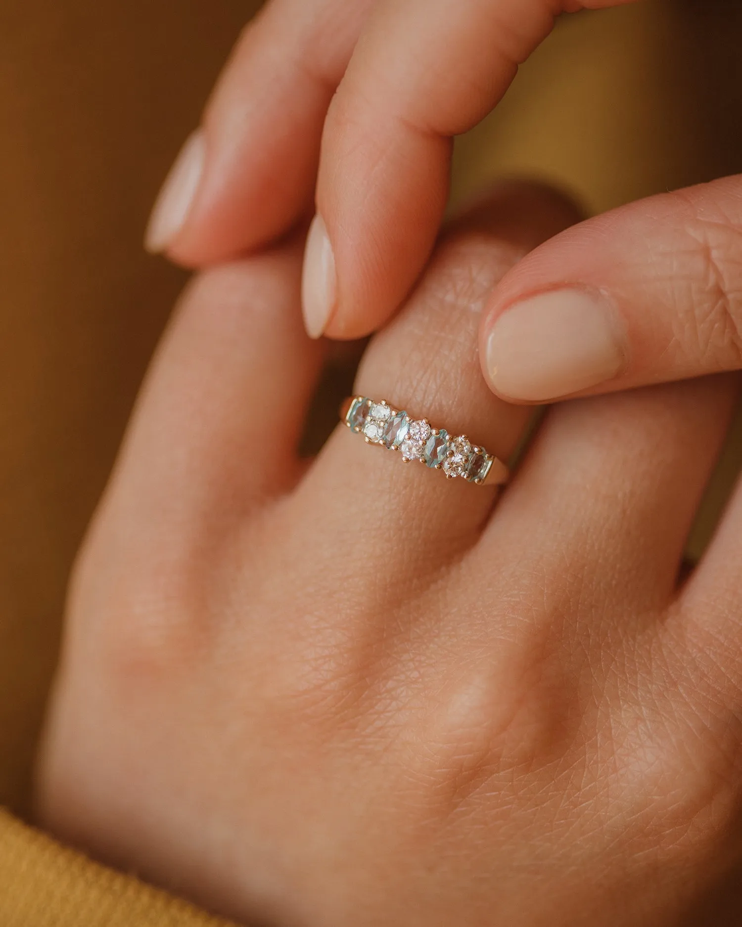 Frances Vintage 9ct Gold Blue Topaz Ring sold by Rock n Rose