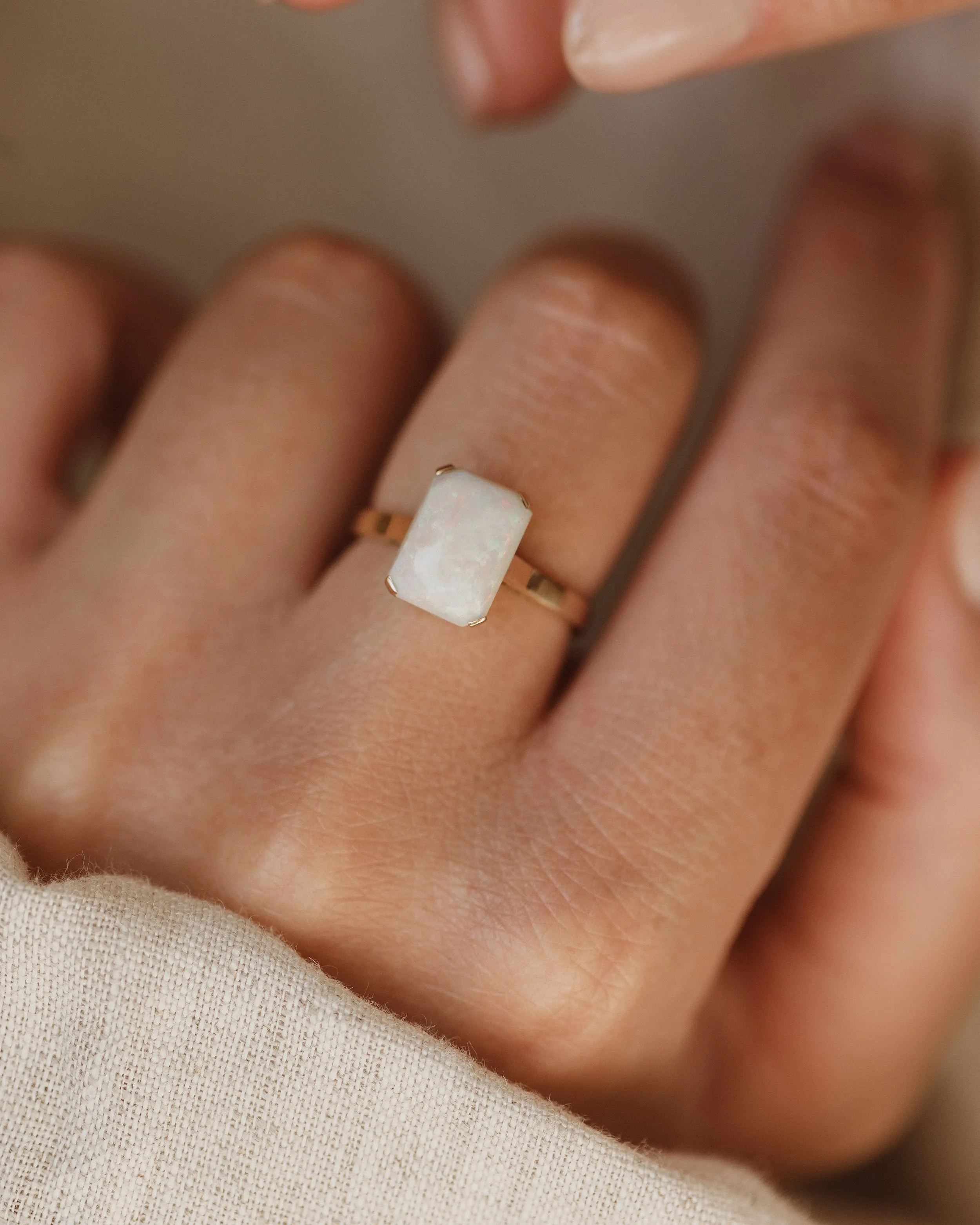 Janie Vintage 9ct Gold Opal Solitaire Ring sold by Rock n Rose