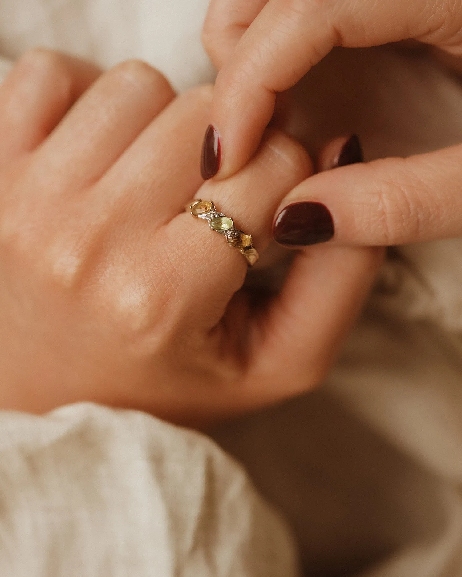 Frederica 9ct Gold Vintage Peridot, Citrine & Diamond Ring sold by Rock n Rose product image thumbnail 2